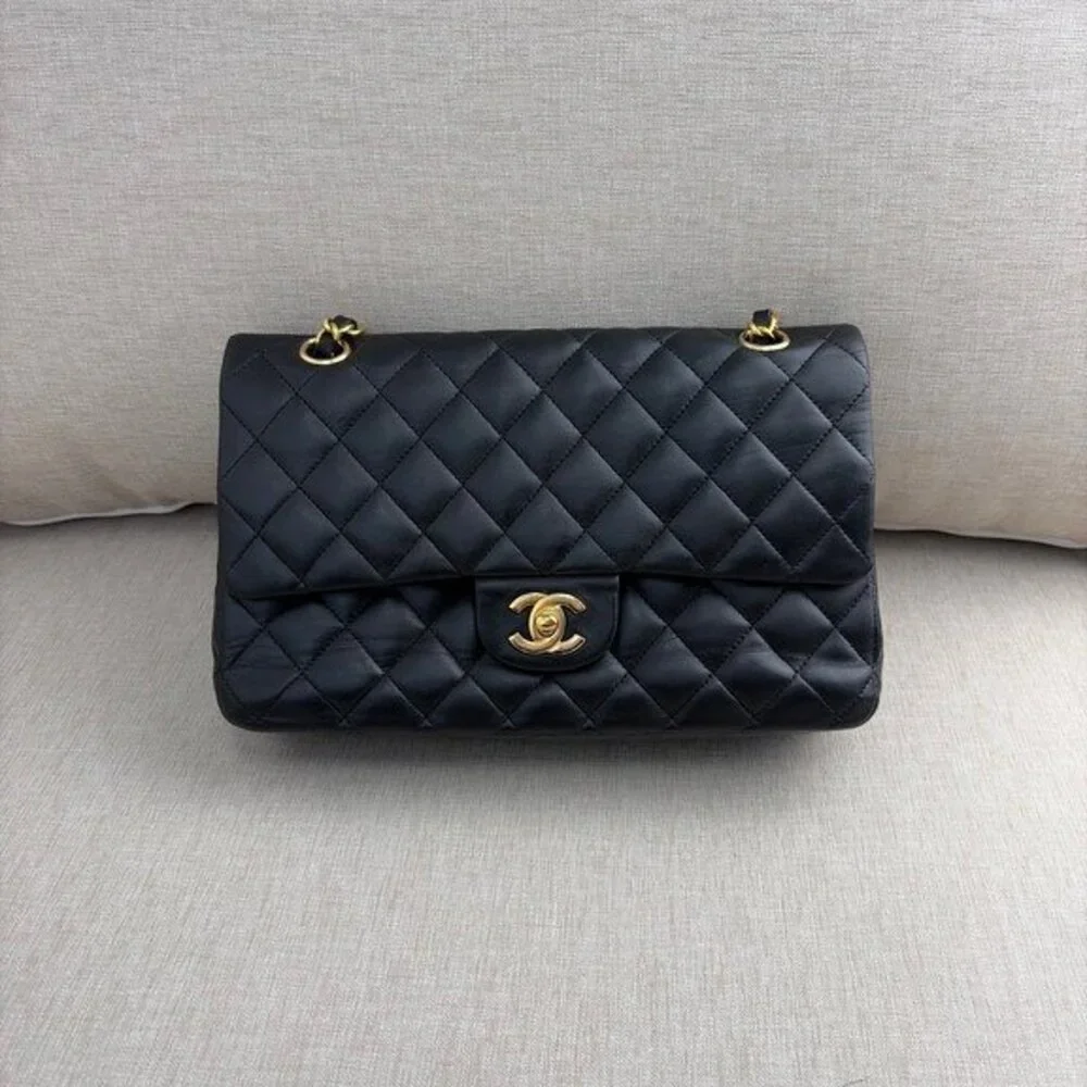 CHANEL Black Lambskin Classic Flap Medium GHW